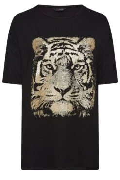 YOURS Curve Black & Gold Glitter Tiger Print Split Hem T-Shirt 12 YOURS Curve Black & Gold Glitter Tiger Print Split Hem T-Shirt -Plus Size Apparel Shop e5b89c07 a3bb 42 301924 X