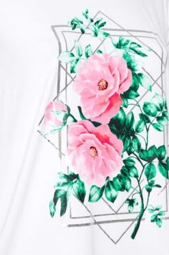 YOURS Curve White Floral Foil Print T-Shirt -Plus Size Apparel Shop e896be1c 3eee 41 302179 Z