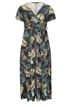 YOURS Curve Black Tropical Leaf Print Wrap Dress -Plus Size Apparel Shop eb3c10df 21c7 44 301986 X