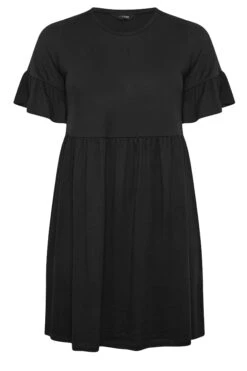 YOURS Curve Black Frill Sleeve Smock Dress -Plus Size Apparel Shop ecb07d6f 8b51 43 301854 X