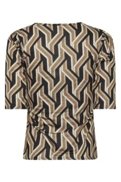 YOURS PETITE Curve Brown & Black Geometric Print T-Shirt -Plus Size Apparel Shop ecd85558 6e94 43 174610 y