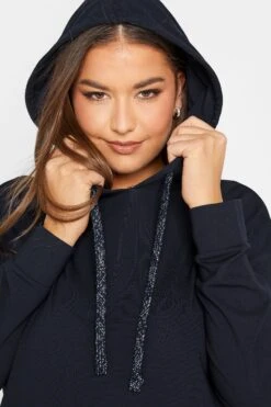 YOURS Curve Navy Blue Pocket Hoodie Dress -Plus Size Apparel Shop ece65d3b 6291 43 301732 D