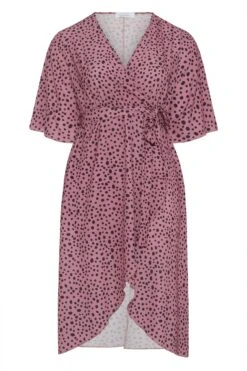 YOURS LONDON Curve Pink Dalmatian Print Midi Wrap Dress -Plus Size Apparel Shop ecf5594b 0393 43 161230 F