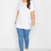 YOURS Curve White Grown On Sleeve T-Shirt 1 YOURS Curve White Grown On Sleeve T-Shirt -Plus Size Apparel Shop ed1da7f0 e64b 42 191957 B