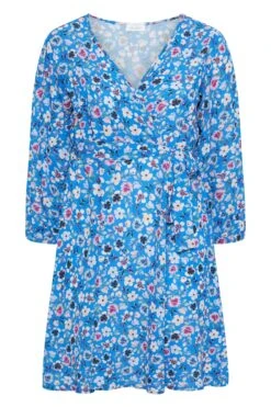 YOURS LONDON Curve Blue Floral Print Wrap Dress -Plus Size Apparel Shop ed46f38b 29f0 47 161730 X