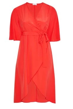 YOURS LONDON Curve Bright Red Midi Wrap Dress -Plus Size Apparel Shop ed73af16 e2b0 4b 161738 X