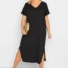 YOURS Curve Black Side Split Midaxi T-Shirt Dress -Plus Size Apparel Shop ede94988 1dac 46 137272 B