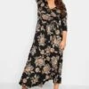 YOURS Curve Black Floral V-Neck Maxi Dress -Plus Size Apparel Shop edef04ec c74c 4e 301149 B