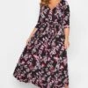 YOURS Curve Black Leaf Print Wrap Front Dress 2 YOURS Curve Black Leaf Print Wrap Front Dress -Plus Size Apparel Shop eefdb7f5 7097 4e 301524 B