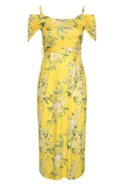 YOURS LONDON Curve Yellow Floral Cold Shoulder Maxi Dress -Plus Size Apparel Shop efa709f1 4185 43 161530 X