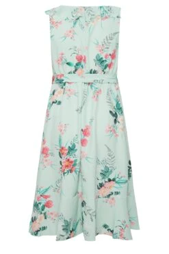 YOURS LONDON Curve Green Floral Print Double Ruffle Wrap Dress -Plus Size Apparel Shop efc03be2 8a6d 48 162053 Y