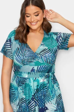 YOURS Curve Blue Leaf Print Wrap Maxi Dress 10 YOURS Curve Blue Leaf Print Wrap Maxi Dress -Plus Size Apparel Shop f0960432 2b0f 46 301991 D