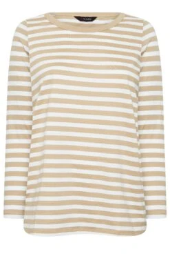 YOURS Curve Beige Brown Stripe Long Sleeve T-Shirt -Plus Size Apparel Shop f0cb5569 c7a5 4f 320627 X