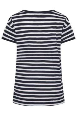 YOURS Curve Navy Blue Stripe 'J'adore' T-Shirt -Plus Size Apparel Shop f12550d2 7378 4f 320865 Y