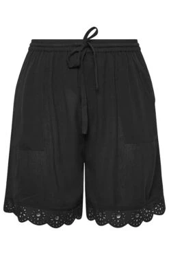 LIMITED COLLECTION Curve Black Broderie Anglaise Trim Shorts -Plus Size Apparel Shop f17ed7d4 5374 4e 215573 X