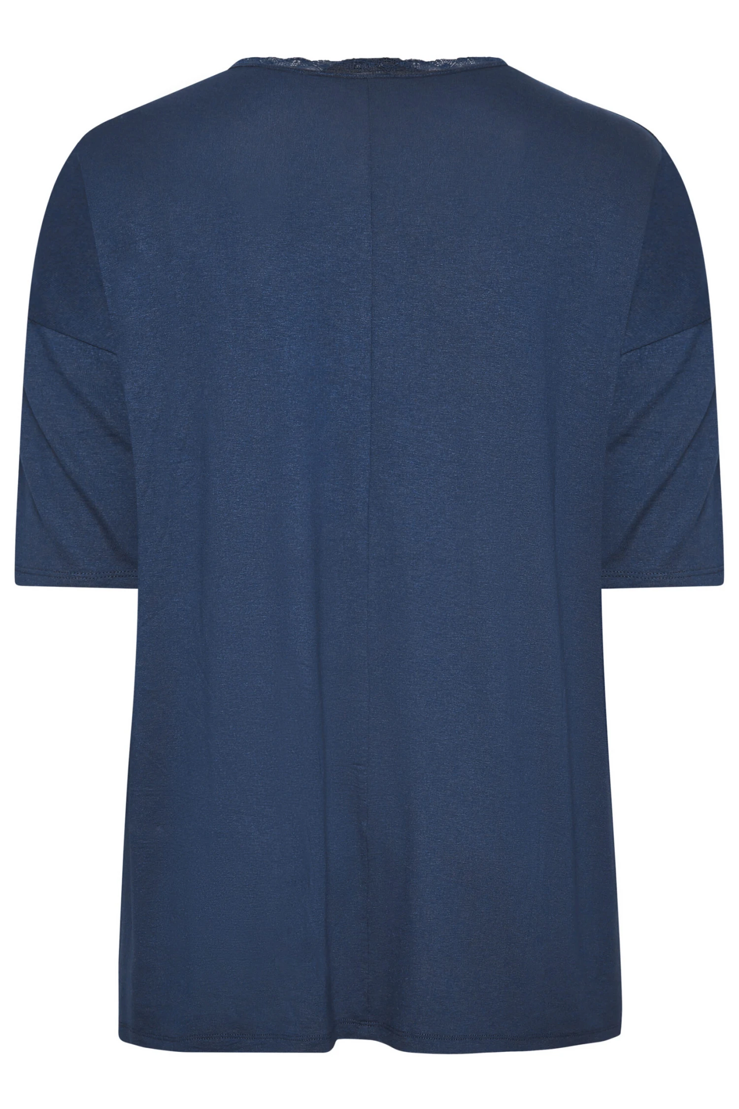 YOURS Curve Navy Blue Lace Collar T-Shirt 8 YOURS Curve Navy Blue Lace Collar T-Shirt - Image 6