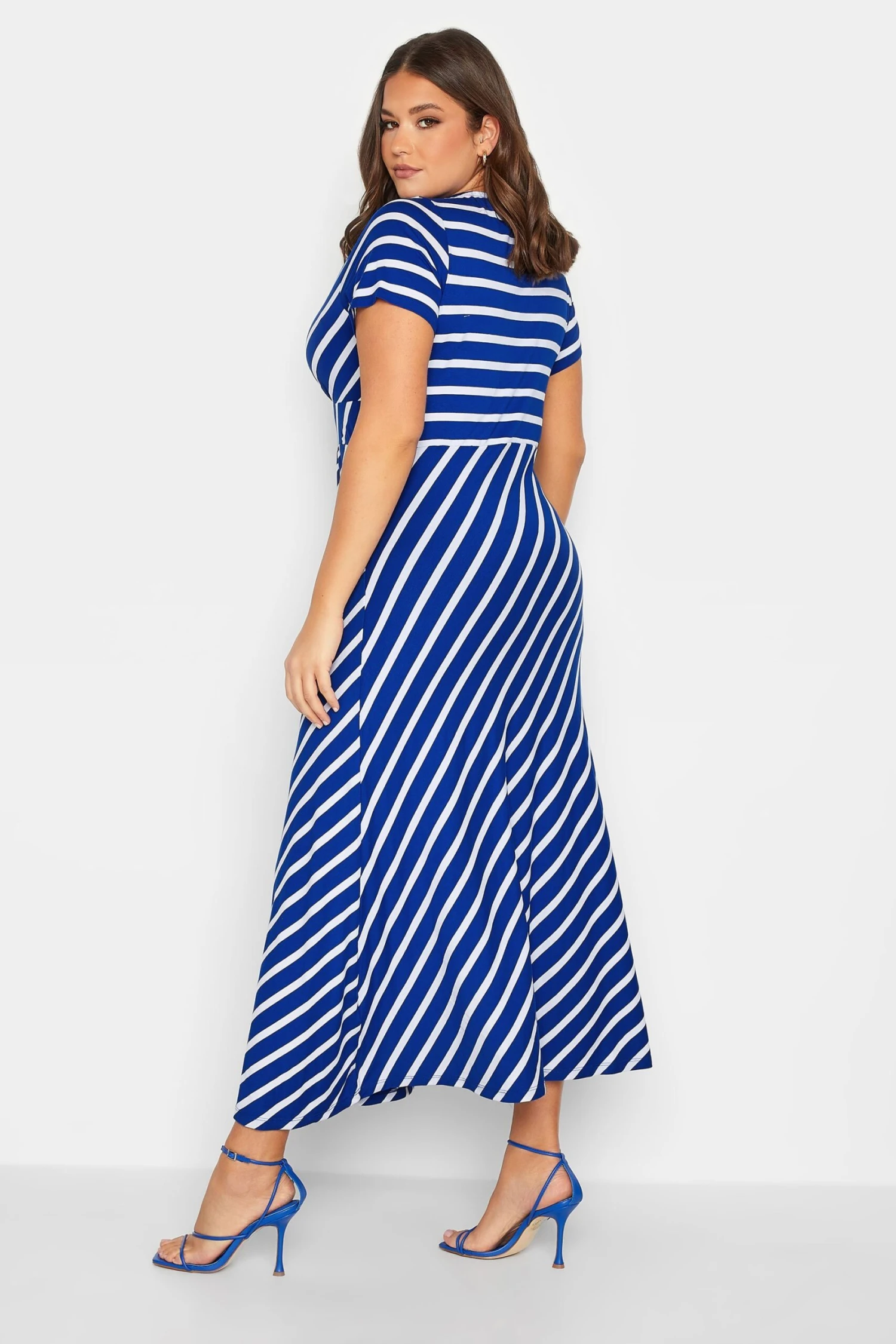 YOURS Curve Blue Stripe Swing Maxi Dress 4 YOURS Curve Blue Stripe Swing Maxi Dress - Image 2