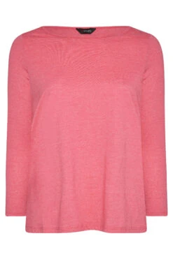YOURS Curve Pink Marl Long Sleeve T-Shirt -Plus Size Apparel Shop f18f0912 4414 45 191724 F