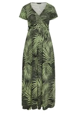 YOURS Curve Green Leaf Print Wrap Maxi Dress -Plus Size Apparel Shop f24ae74f 9dfa 4e 301603 X