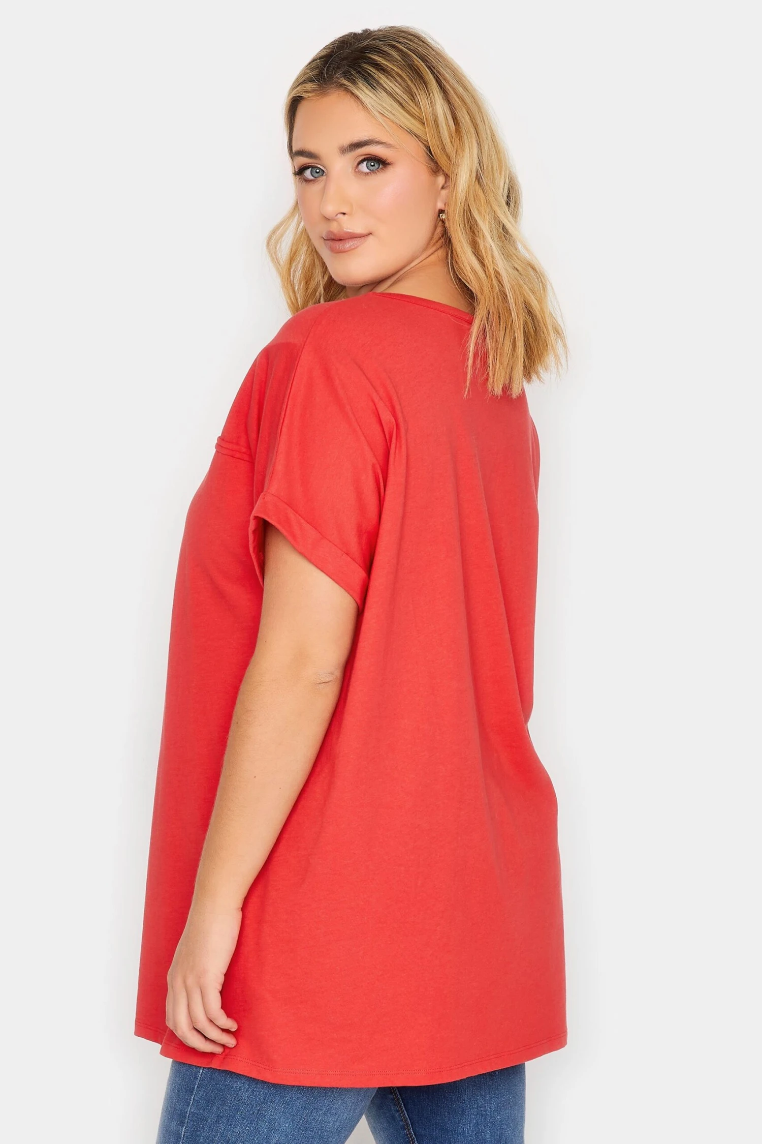 YOURS Curve Red Cut Out T-Shirt 4 YOURS Curve Red Cut Out T-Shirt - Image 2