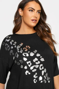 LIMITED COLLECTION Curve Black Foil Leopard Print Oversized T-Shirt -Plus Size Apparel Shop f443c79b 181c 4c 214217 D