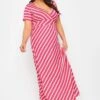 YOURS Curve Pink Stripe Swing Maxi Dress -Plus Size Apparel Shop f4ae6009 b63a 4d 301018 B