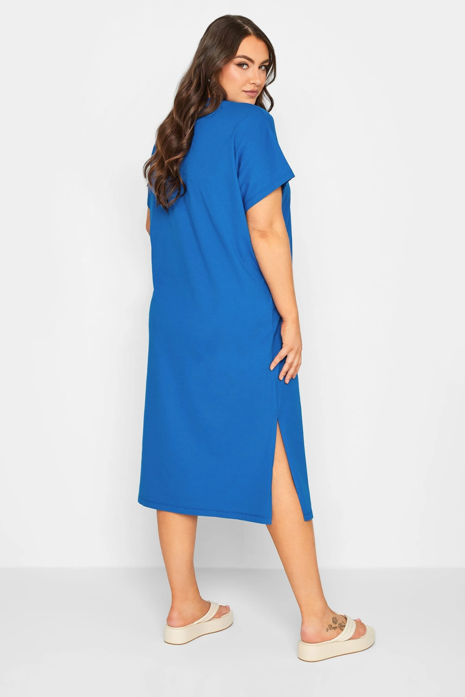 YOURS Curve Cobalt Blue Side Split Midaxi T-Shirt Dress 3 YOURS Curve Cobalt Blue Side Split Midaxi T-Shirt Dress - Image 2