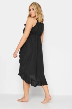 LIMITED COLLECTION Curve Black Frill Midaxi Wrap Dress -Plus Size Apparel Shop f5ede5c3 00a3 45 215533 D