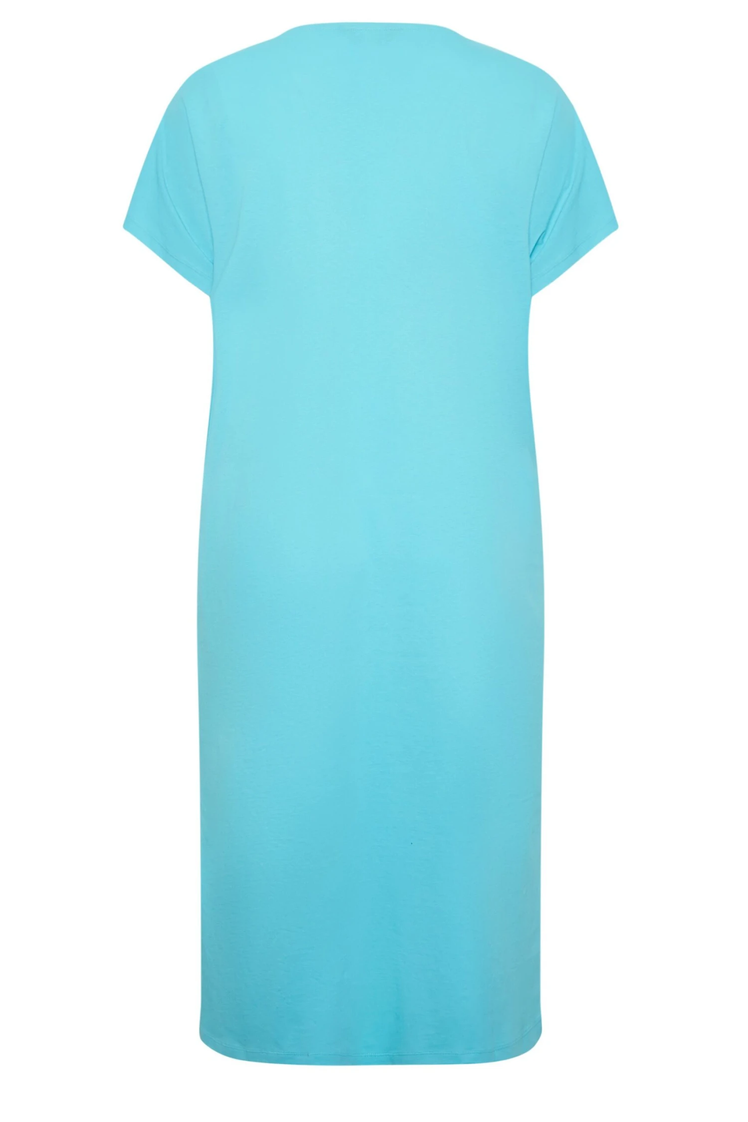 YOURS Curve Blue Side Split Midaxi T-Shirt Dress 8 YOURS Curve Blue Side Split Midaxi T-Shirt Dress - Image 6