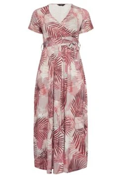 YOURS Curve Pink Leaf Print Wrap Maxi Dress 12 YOURS Curve Pink Leaf Print Wrap Maxi Dress -Plus Size Apparel Shop f71fa250 0412 4e 301992 X