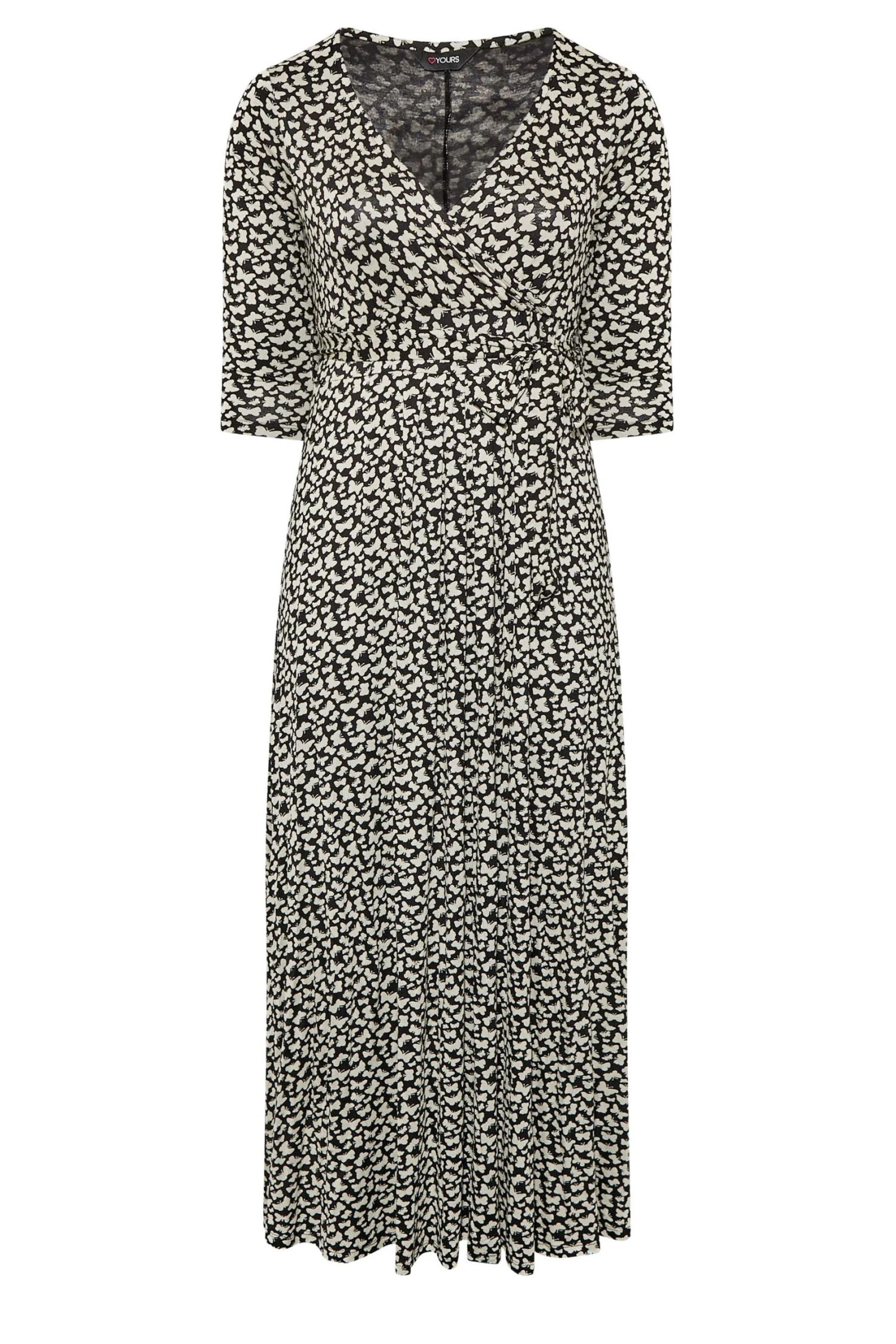 YOURS Curve Black Butterfly Print V-Neck Maxi Dress 7 YOURS Curve Black Butterfly Print V-Neck Maxi Dress - Image 5