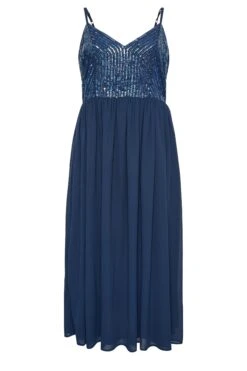 LUXE Curve Navy Blue Sequin Embellished Sleeveless Maxi Dress -Plus Size Apparel Shop f7a37d70 5354 44 161995 X