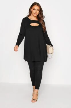 YOURS Curve Black Cut Out Swing Top