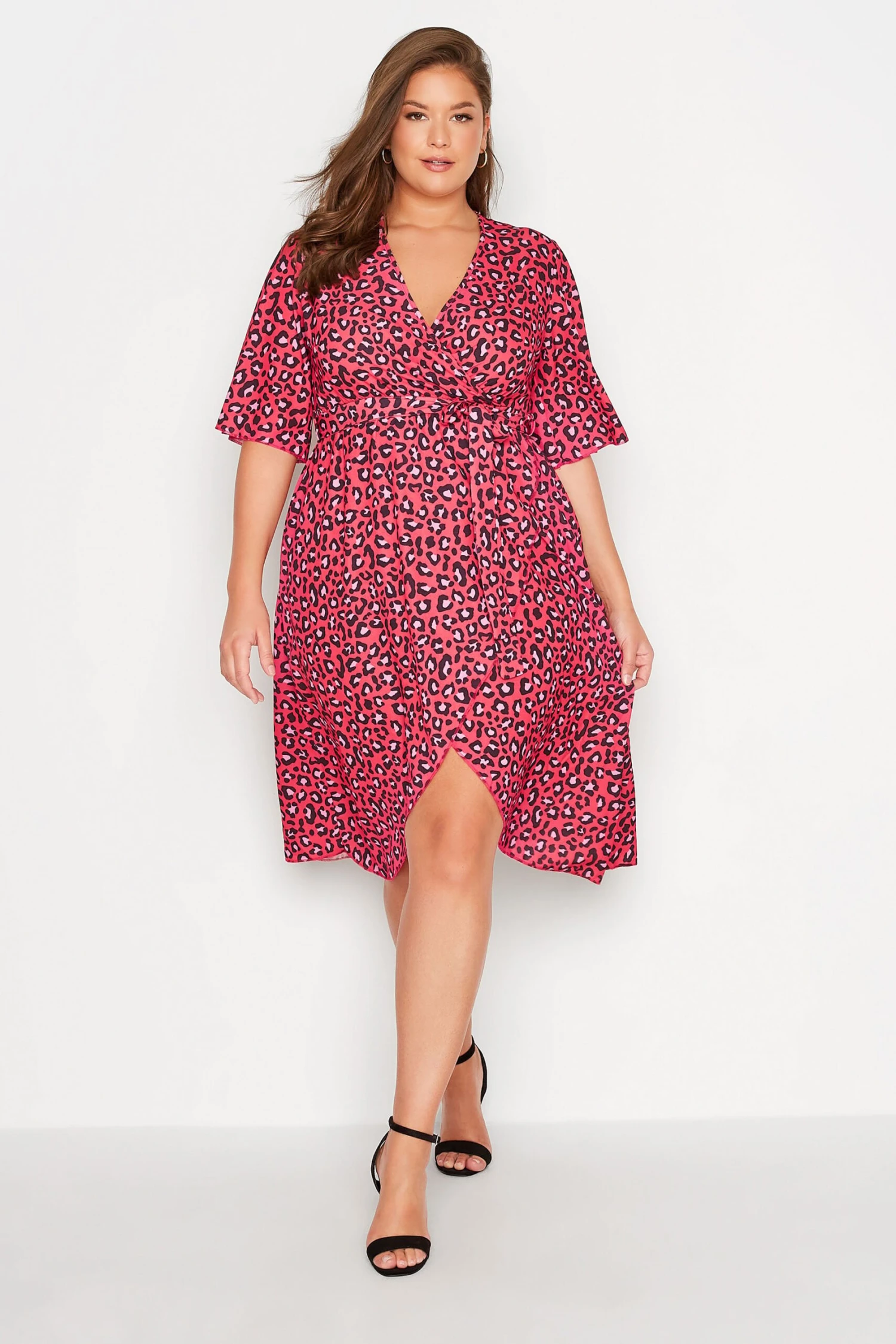 YOURS LONDON Curve Red Leopard Print Midi Wrap Dress 3 YOURS LONDON Curve Red Leopard Print Midi Wrap Dress