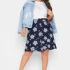 YOURS Curve Navy Blue Floral Print Jersey Shorts -Plus Size Apparel Shop fa6125a2 3a57 4f 144770 B