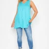 YOURS Curve Aqua Blue Swing Vest Top -Plus Size Apparel Shop fac024ce 4eb1 4a 320847 C