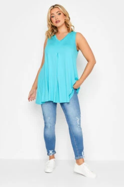 YOURS Curve Aqua Blue Swing Vest Top