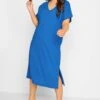 YOURS Curve Cobalt Blue Side Split Midaxi T-Shirt Dress -Plus Size Apparel Shop fac3e5b2 0e81 48 137274 B