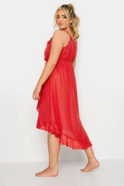 LIMITED COLLECTION Curve Red Frill Midaxi Wrap Dress -Plus Size Apparel Shop fb51d5a0 6c17 42 215534 D