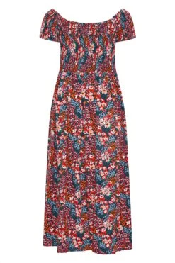 YOURS Curve Pink Floral Print Bardot Maxi Dress -Plus Size Apparel Shop fb683c78 dc8e 4c 137098 Y