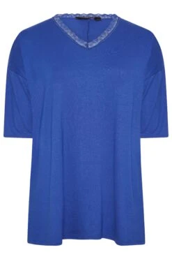 YOURS Curve Cobalt Blue Lace Neck T-Shirt 11 YOURS Curve Cobalt Blue Lace Neck T-Shirt -Plus Size Apparel Shop fb9abd3f 3978 47 301859 X
