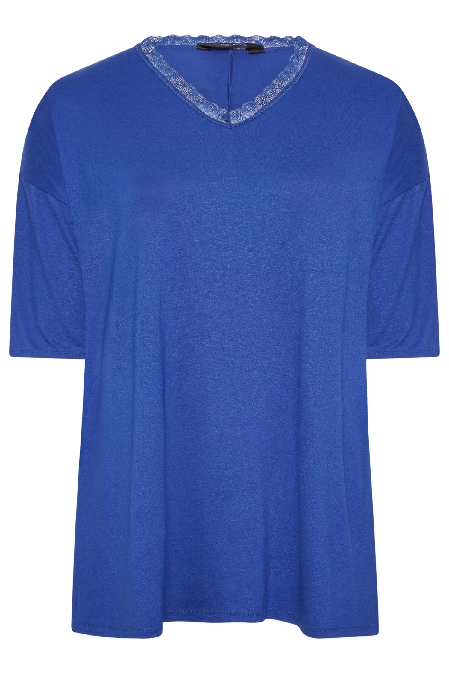 YOURS Curve Cobalt Blue Lace Neck T-Shirt 6 YOURS Curve Cobalt Blue Lace Neck T-Shirt - Image 5