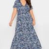 YOURS Curve Black & Blue Ditsy Floral Wrap Dress 2 YOURS Curve Black & Blue Ditsy Floral Wrap Dress -Plus Size Apparel Shop fc378cb9 b830 4a 301996 B
