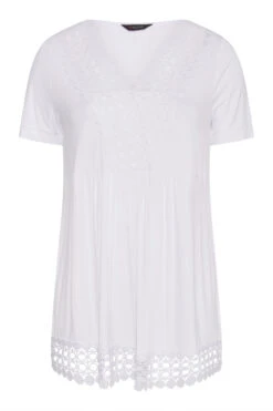 YOURS Curve White Crochet Detail Peplum Tunic Top 13 YOURS Curve White Crochet Detail Peplum Tunic Top -Plus Size Apparel Shop fd6f8703 62e3 44 191896 F