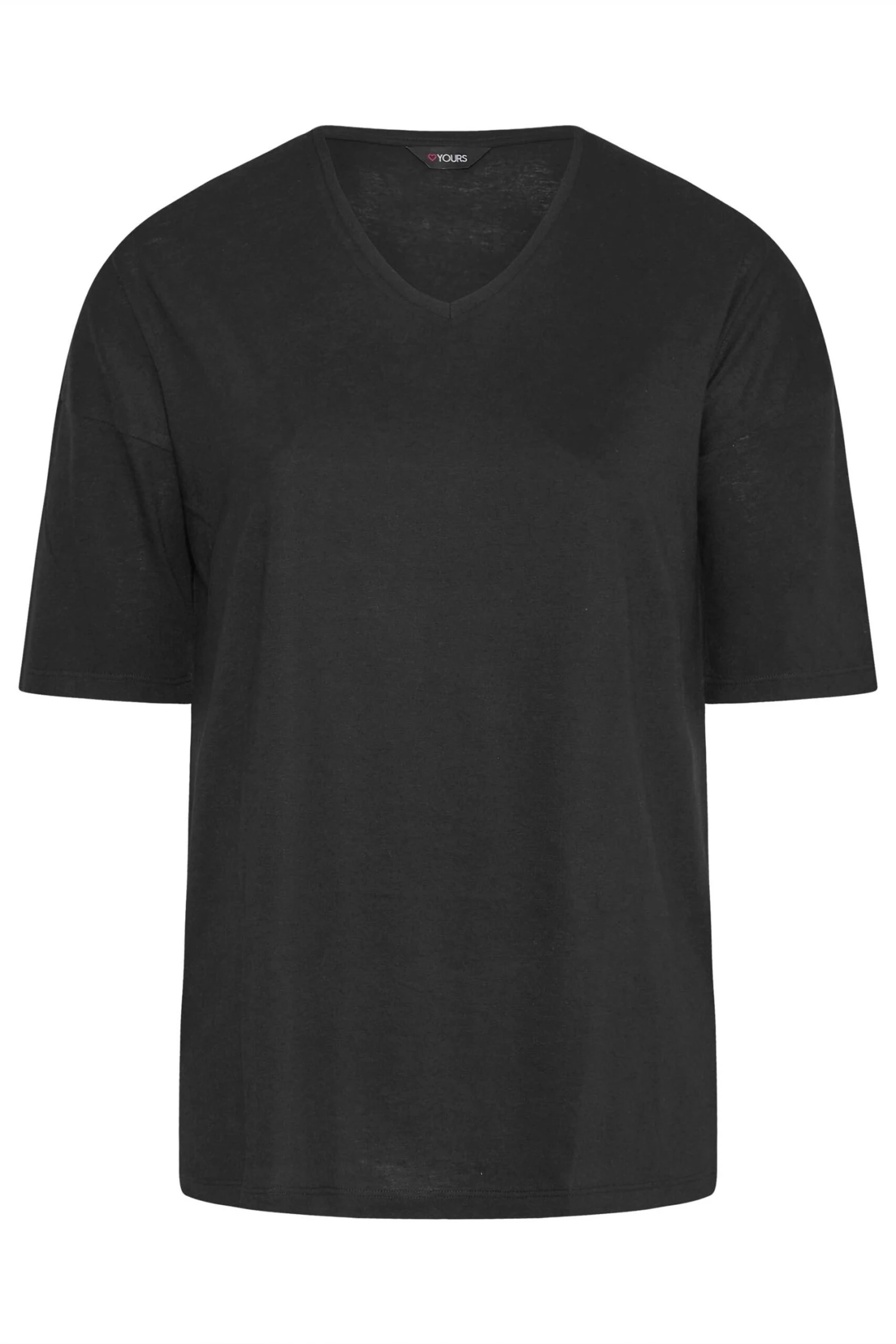 YOURS Curve Black V-Neck T-Shirt 6 YOURS Curve Black V-Neck T-Shirt - Image 4