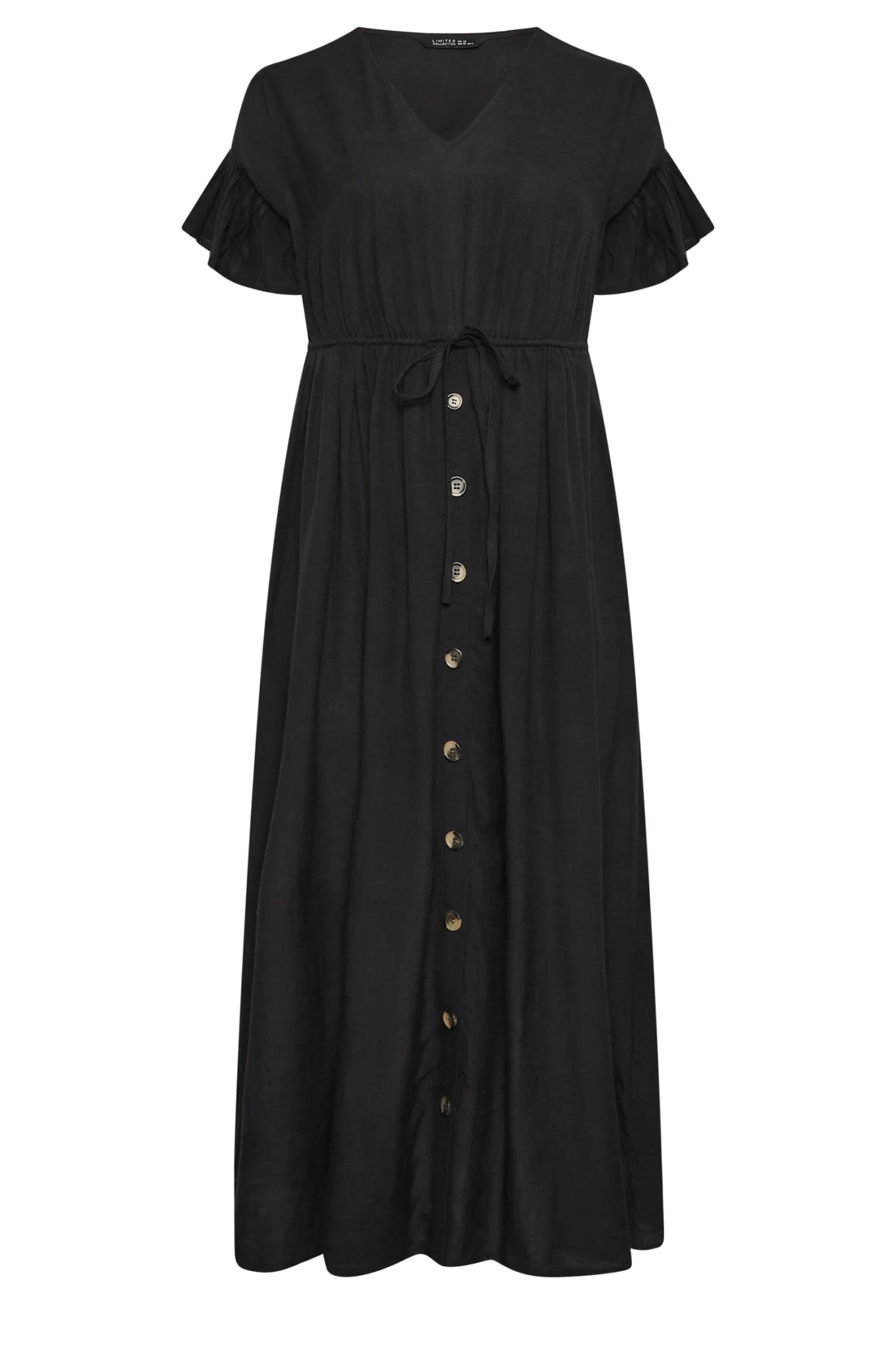 LIMITED COLLECTION Curve Black Frill Sleeve Cotton Maxi Dress 7 LIMITED COLLECTION Curve Black Frill Sleeve Cotton Maxi Dress - Image 5