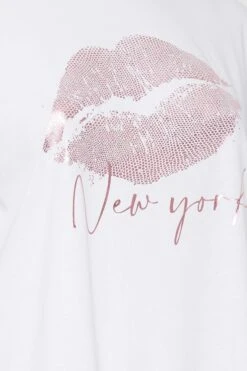 YOURS Curve White Lips Foil Print T-Shirt -Plus Size Apparel Shop fe9cff86 a64c 4f 320941 Z