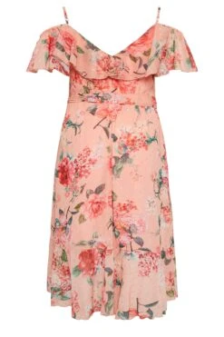 YOURS LONDON Curve Pink Cold Shoulder Floral Wrap Dress -Plus Size Apparel Shop ff416e58 fa41 42 162050 Y