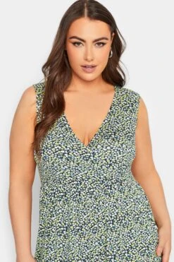 YOURS Curve Blue Floral Ditsy Print Maxi Wrap Dress -Plus Size Apparel Shop ff5a3a16 7a19 4b 301897 D