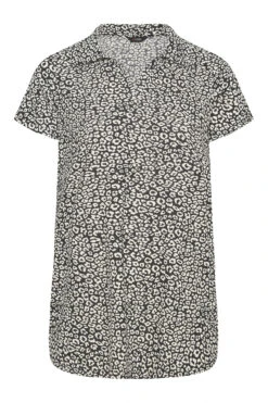 YOURS Curve Black Leopard Print Polo Neck Top -Plus Size Apparel Shop ff65713c ade9 4d 173457 F